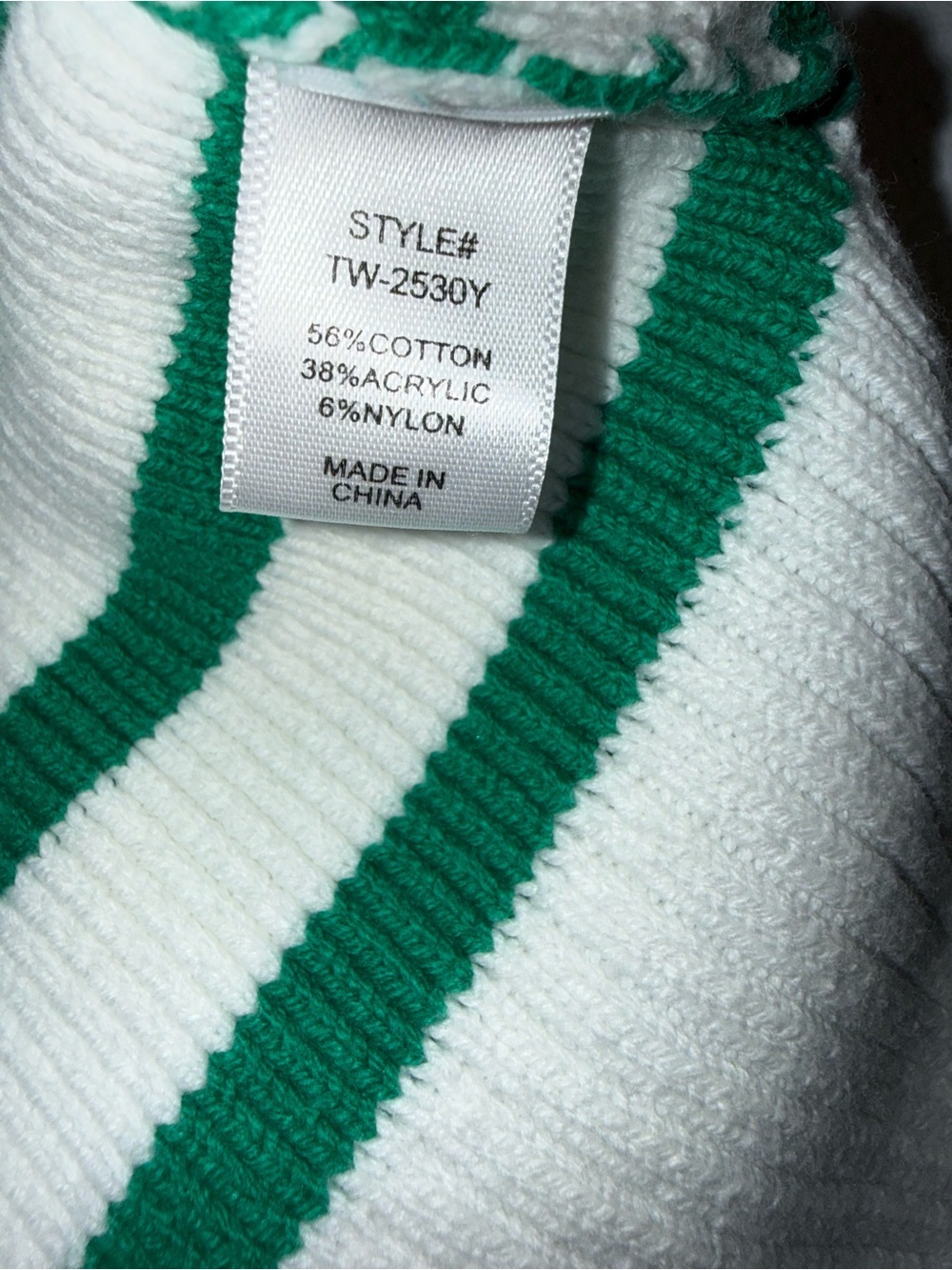 Zenana Oversized Striped Sweater Vest Medium Green White Crew Neck Knit Top - Picture 6 of 8